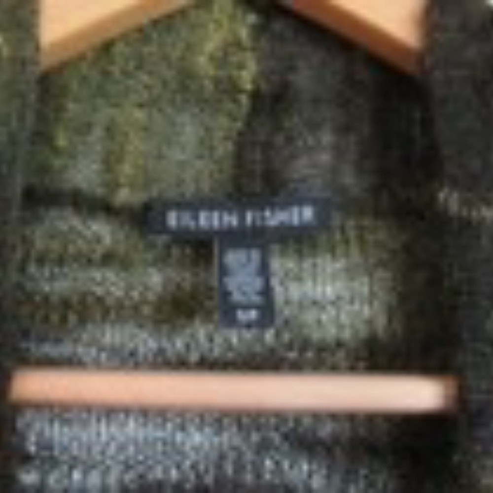 EILEEN FISHER Olive Green Mohair Boucle Open Front Cardigan - Picture 8 of 11
